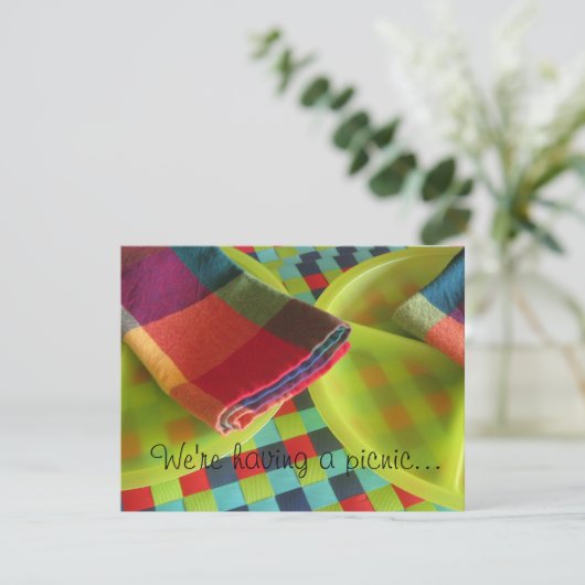 Zomer Picnic Uitnodiging - Laten we feesten! (Staand voorkant)