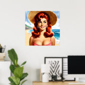 Zomer Pin-up Klassieker Poster (Thuiskantoor)