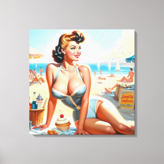  Zomer Pin-Up Meisje Canvas Afdruk (Voorkant)