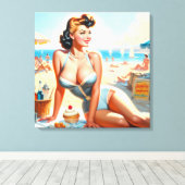  Zomer Pin-Up Meisje Canvas Afdruk (Insitu (Houten vloer))