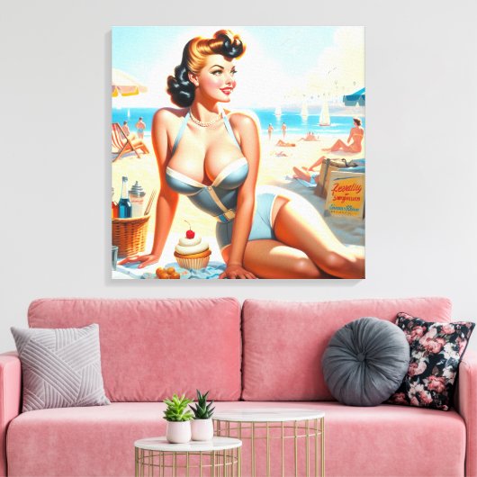  Zomer Pin-Up Meisje Canvas Afdruk (Insitu (Woonkamer))