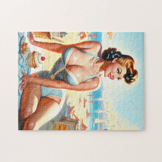 Zomer Pin-Up Meisje Legpuzzel (Horizontaal)