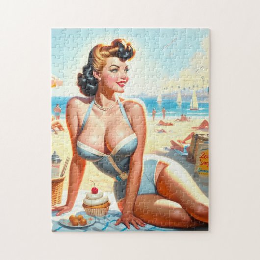 Zomer Pin-Up Meisje Legpuzzel (Verticaal)