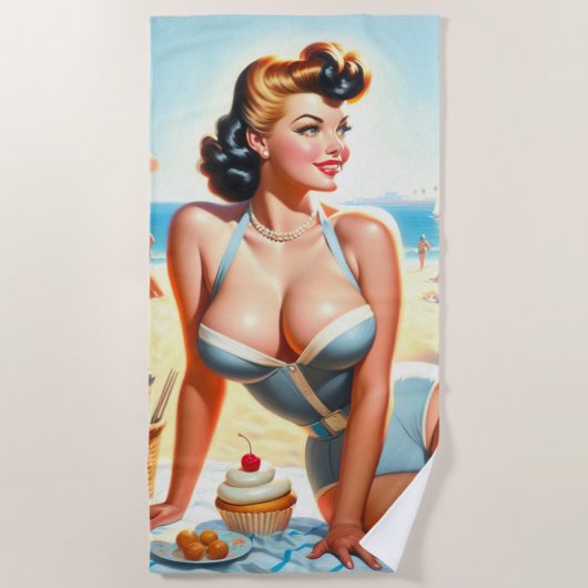  Zomer Pin-Up Meisje Strandlaken (Voorkant)