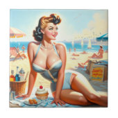 Zomer Pin-Up Meisje Tegeltje (Voorkant)