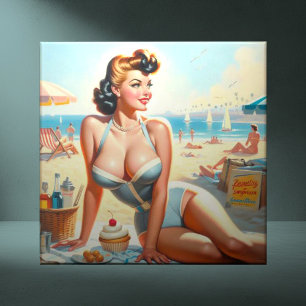Zomer Pin-Up Meisje Tegeltje
