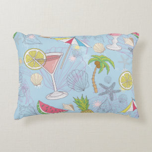 Zomer plezier, cocktail naadloos patroon. accent kussen