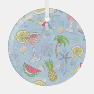 Zomer plezier, cocktail naadloos patroon. glas ornament