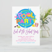 Zomer Pool Party, Einde van het schooljaar Feest I Kaart (Staand voorkant)