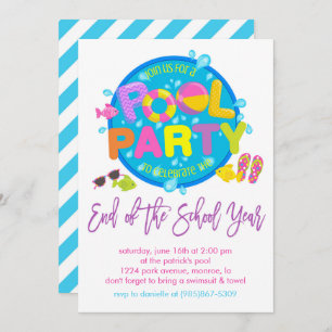 Zomer Pool Party, Einde van het schooljaar Feest I Kaart