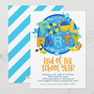 Zomer Pool Party, Einde van het schooljaar Party Kaart