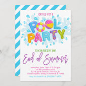 Zomer Pool Party, Einde van het schooljaar Party Kaart (Voorkant / Achterkant)