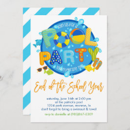 Zomer Pool Party, Einde van het schooljaar Party Kaart