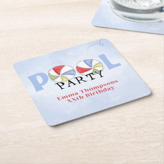 Zomer Pool Party Kleurrijk Strand Kartonnen Onderzetters (Schuin)