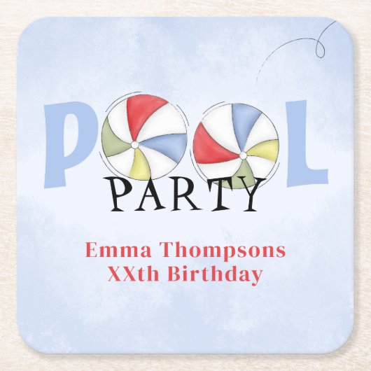 Zomer Pool Party Kleurrijk Strand Kartonnen Onderzetters (Voorkant)