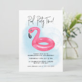 Zomer Pool Party Roze Flamingo Elke Leeftijd Verja Kaart (Staand voorkant)