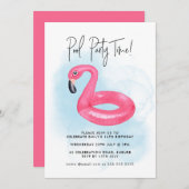 Zomer Pool Party Roze Flamingo Elke Leeftijd Verja Kaart (Voorkant / Achterkant)