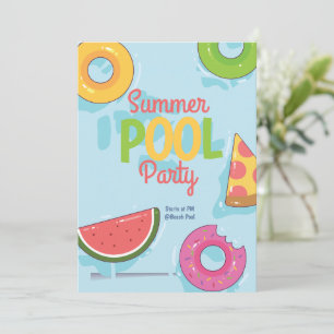Zomer Pool Party uitnodiging, Achtertuin Party Kaart