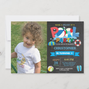 Zomer Pool Party Uitnodiging Splish Splash Boy