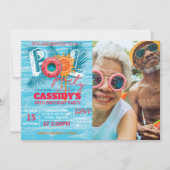 Zomer Pool Party Verjaardag FOTO Kaart (Voorkant)