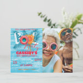 Zomer Pool Party Verjaardag FOTO Kaart (Staand voorkant)