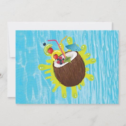 Zomer Pool Party Verjaardag FOTO Kaart (Achterkant)