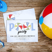 Zomer Pool Party Verjaardag Strandballen Kaart