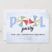 Zomer Pool Party Verjaardag Strandballen Kaart (Voorkant)