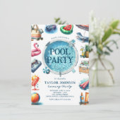Zomer Pool Party volwassen verjaardag Kaart (Staand voorkant)