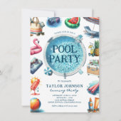 Zomer Pool Party volwassen verjaardag Kaart (Voorkant)