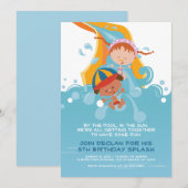 Zomer Pool/waterpark - uitnodiging van de Birthday (Voorkant / Achterkant)