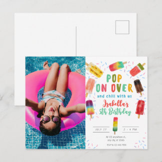 Zomer pop ijs verjaardagsfeestje zwembad  briefkaart