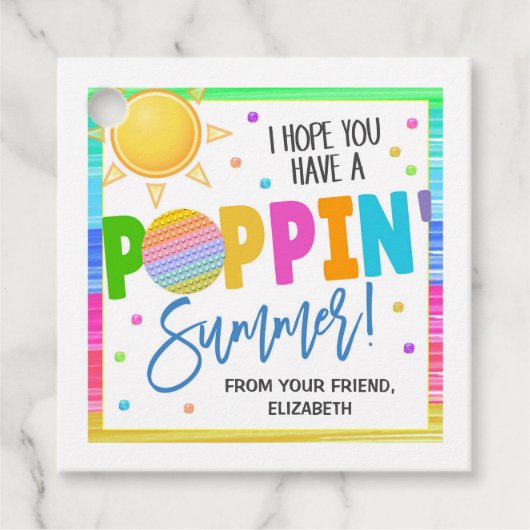 Zomer Pop It Cadeautags Bedankjes Labels (Voorkant)