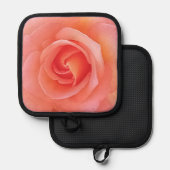 Zomer pop koraal roos bloemfotografie pannenlap (Voorkant / Achterkant)