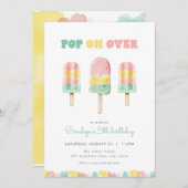 Zomer Pop op Over Popsicle Verjaardagsuitnodiging Kaart (Voorkant / Achterkant)