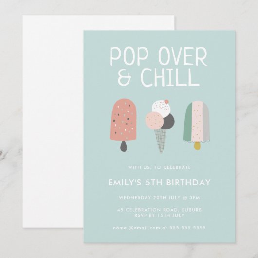 Zomer Pop Over & Chill Popsicle Feest Verjaardag Kaart (Voorkant / Achterkant)