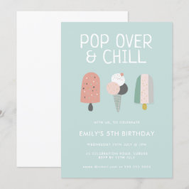 Zomer Pop Over & Chill Popsicle Feest Verjaardag Kaart