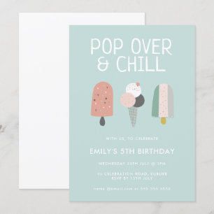 Zomer Pop Over & Chill Popsicle Feest Verjaardag Kaart