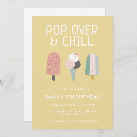 Zomer Pop Over & Chill Popsicle Feestje Verjaardag Kaart (Voorkant / Achterkant)