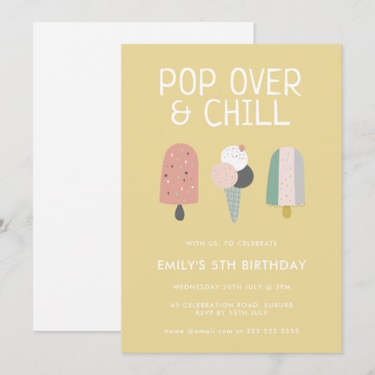 Zomer Pop over en koude Popusgroep Birthday Kaart (Voorkant / Achterkant)