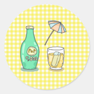 Zomer Pop Soda Vibes - Schattigee Cartoon Drink Ronde Sticker