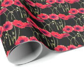Zomer Poppy Bloemenrood Patroon Cadeaupapier (Rol Hoek)