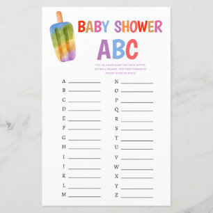 Zomer Popsicle Baby shower spel ABC