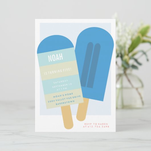 ZOMER POPSICLE BIRTHDAY PARTIJ INVITATION KAART (Staand voorkant)