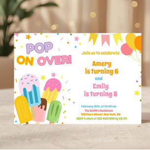 Zomer Popsicle Kids Gezamenlijke Verjaardag Kaart