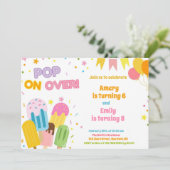 Zomer Popsicle Kids Gezamenlijke Verjaardag Kaart (Staand voorkant)