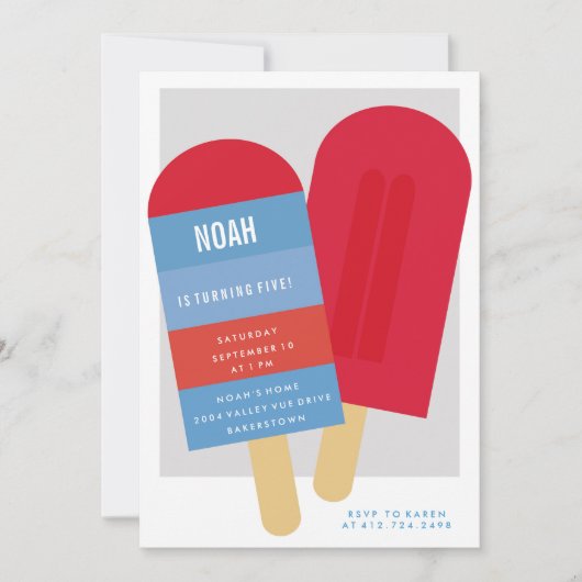 ZOMER POPSICLE KIDS VERJAARDAG UITNODIGING (Voorkant)