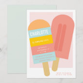 ZOMER POPSICLE KIDS VERJAARDAG UITNODIGING (Voorkant / Achterkant)
