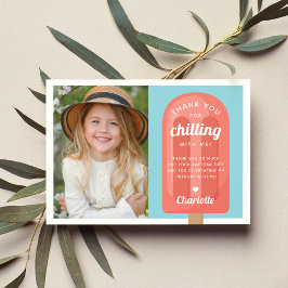 Zomer Popsicle Kinderen Verjaardag Foto Bedankkaart