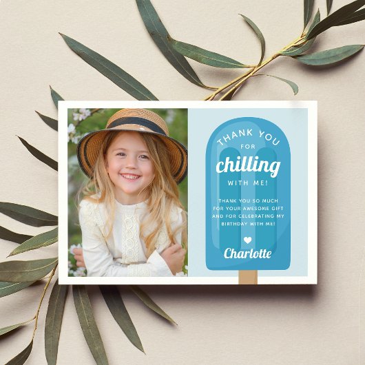 Zomer Popsicle Kinderen Verjaardagsfoto Bedankkaart